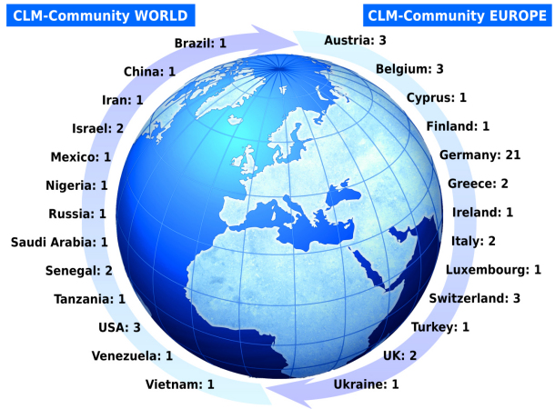 Abb. 1: Das internationale Netzwerk der CLM-Community (Quelle: http://www.clm-community.eu/)